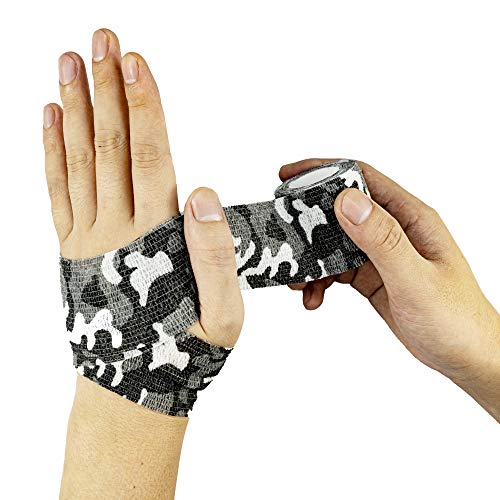 FRESINIDER 9 Rolls Self Adhesive Wrap Athletic Tape Gauze, Breathable Elastic Cohesive Bandage for Sports Injury & Pet (7 Pcs 2" x 5 Yards + 2 Pcs 1" X 5 Yards) (City Camo) - color: City Camo