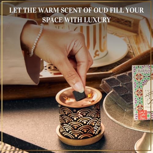 Oud Bakhoor Variety Box with Burner & Ma'amoul Attar Oil Set - 6 Bottles x 6 ml