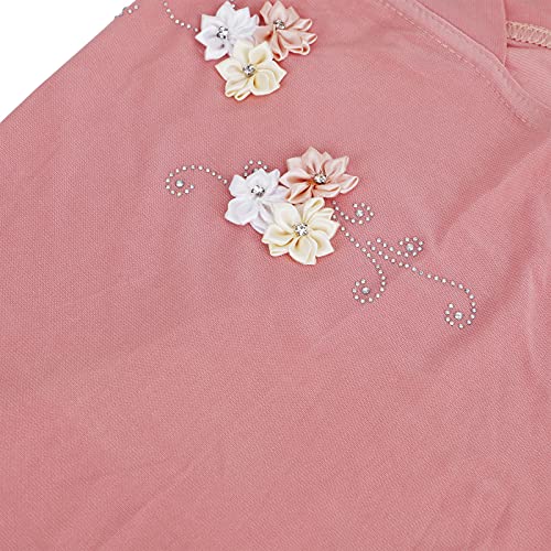 PURFUN Little Girls Lovely Muslim Hijab with Flower Design, Soft One Piece Headscarf Anti-UV Islamic Turban Hijab for 2-6 Yrs - color: Pink/6 Flowers