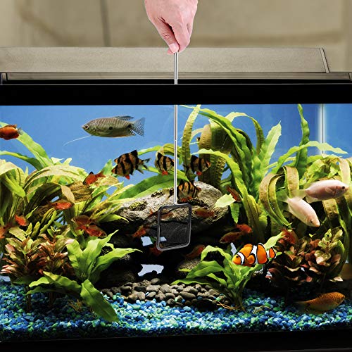 Aquarium Fish Net 10.8"x16.3" Rectangular Fish Net with 5.5"-16.3" Handle | Fine Mesh Nylon Fish Tank Accessory with Extendable Telescopic Plastic Handle - size: 2.8 inch