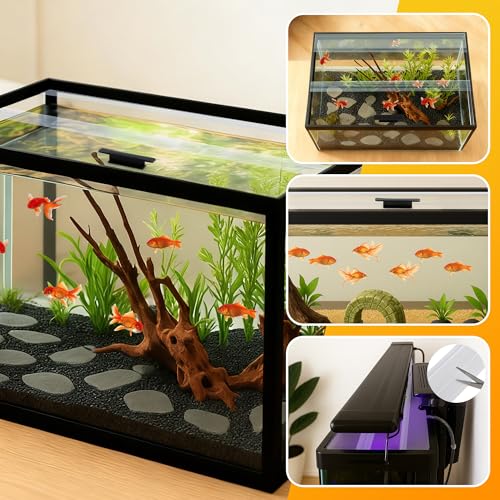 2PCS Set 22.08x16.57x0.16in(Each Piece) Clear Tempered Glass Canopy | 75/90/110 Gallon Aquarium Fish Tank Hoods For Aqueon - size: 2PCS-22.08x16.57in