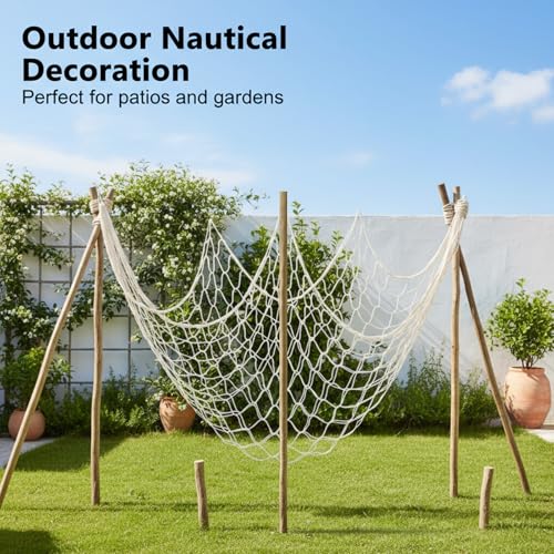 12 Pcs Natural Fish Net Decorations, 80 x 40 Inch Ocean Themed Fishing Net Natural Cotton Decorative Wall Hanging Fishing Nets for Sea Party, Beach Party, Hawaiian, Nautical, Picture (Beige) - size: 12 Pcs