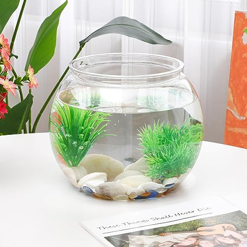 Plastic Fish Bowls, Round Plastic Fish Tank 1.06 Gallon Aquarium Hydroponic Planter Floral Container for Prizes, Party, Table Centerpiece Home Decor