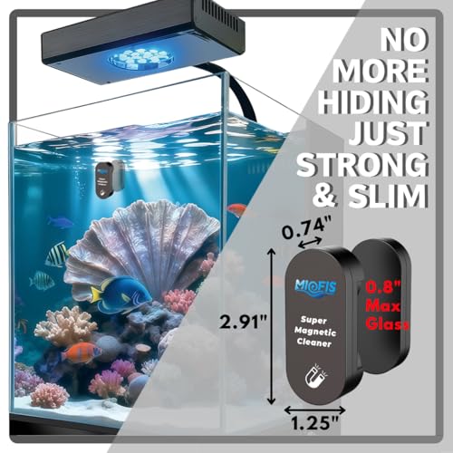 Magnetic Algae Scraper - N52 Magnet, Ultra-Thin, Reef Safe (Pro) | non scratch, strong hold, one pass, daily use, saltwater safe, ergonomic, 0.55in inner