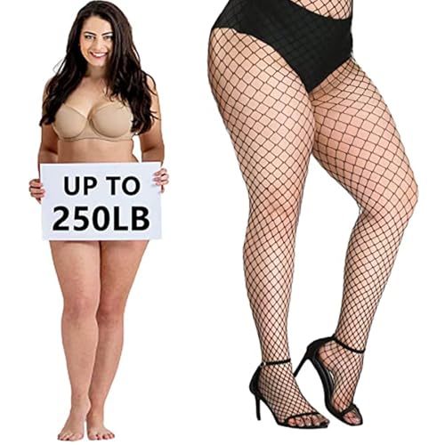 Black Fishnet Stockings for Women, Fishnet Tights Plus Size One Size Fit All - color: Black, size: One Size