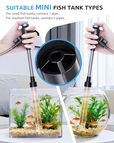 Gravel Vacuum for Aquarium, Fish Tank Cleaner Kit Mini Manual Tank Vacuum, Fishtank Cleaner Tools, Small Aquariums Water Changer, Adjustable Siphon Pump Use for Fish Turtle Cleaning Manure Wash Sand