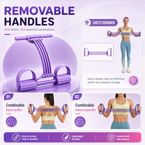 Pedal Resistance Bands with Handles, 2026 New 3 in 1 Multifunction Yoga Resistance Band, Upgrate 8 Tube Exercise Band, Stretching Workout Fitness Bands for Abdomen, Waist, Arm, Leg - color: Purple