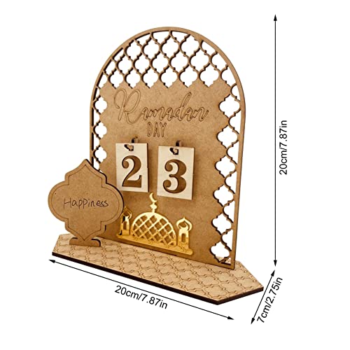 Naysku 2023 R-amadan, M-ubarak Countdown Calendar Decorations, Wooden R-amadan Calendar, Eid M-ubarak Ornament, Hollow Out R-amadan Calendar I-slam M-uslim Accessories for Home Decor