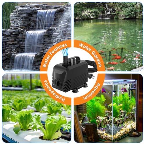 AquaMiracle Submersible Water Pump Aquarium Water Pump with Flow Control, Pond Pump Fountain Pump for Pond, Fountain, Waterfall, Statuary, Water feature, Hydroponics (550GPH, 35W) - size: 550GPH, 35W