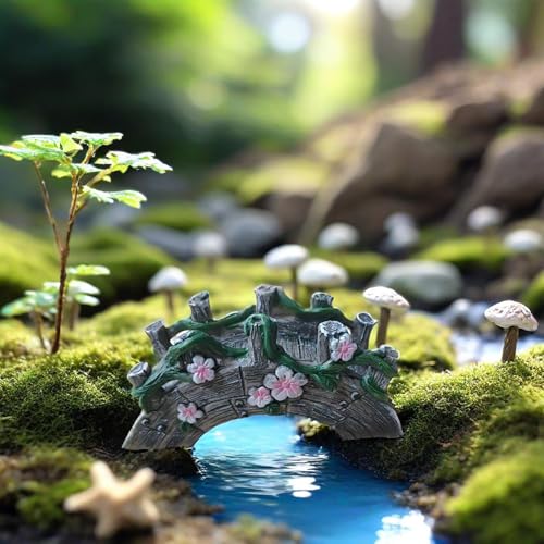 MUAMAX Fairy Garden Bridge Mini Bridge for Fairy Garden Flower Bridge Resin Arched Artificial Little Bridge Micro Landscape Bridge for Dollhouse Ornaments Fairy Garden Accessories