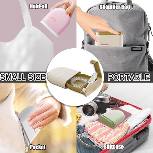 Retainer Case with Vent Holes, Pull-out Slim Denture baths,Compatible with Invisalign, Mouth Guard Set, Fashion Orthodontic Retainer Case with Retainer Removal Tool and Brush - color: Cream