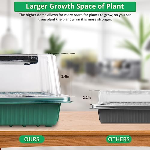 Sondiko Seed Starter Tray with Grow Light, 80 Cells Starter Kit | Seedling Tray Kit with Humidity Dome, Adjustable Brightness Plant Starter Trays, Indoor Plants Germination Kit(2 Pack) - color: Green