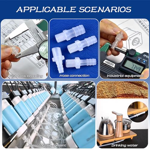 30 PCS Plastic Hose Barb Fittings, Barb x NPT Male Thread Adapter Connectors, hose barb reducers, Plastic Barb Joint Splicer Mender Adapter Union for Aquarium Aeration & Air Tubing.