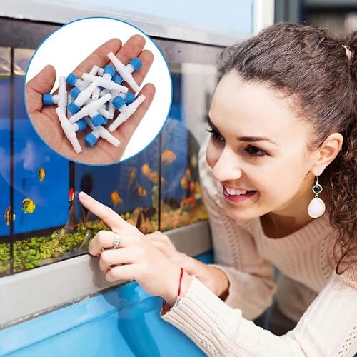 Honoson 30 Pieces Aquarium Air Control Valve T Shaped Air Pump Control Valves Single Way Plastic Flow Regulator for 4 mm Hose Line Tubing Connector(Blue and White) - color: Blue and White