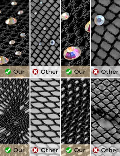 Black Fishnet Stockings for Women, Fishnet Tights Plus Size One Size Fit All - color: Rhinestone-black, size: One Size