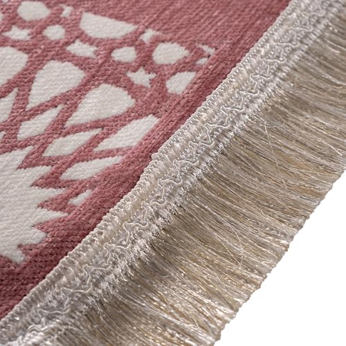 Modefa Turkish Islamic Prayer Mat - Chenille with Foam and Carrying Bag - Intricate Praying Rug Ramadan Eid Gift - Traditional Muslim Janamaz Seccade for Men Women - Mustaqim (Rose Pink) - color: Rose Pink