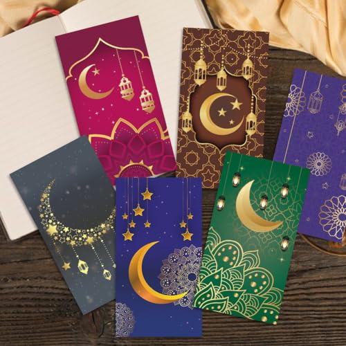 Eid Mubarak Money Envelope 6pcs Red Envelope Money Cards Ramadan Red Envelopes Moon Money Envelopes Cash Packaging Bag for Home Islamic Muslim Party