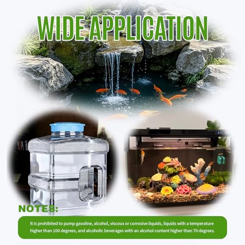 Food Grade Adjustable Speed Self -Priming Water Pump, 100-240V 2L/Min Siphon Water Transfer Pump for Bottled Water, Wine, Fish Tank Water Changer, 5 Gallon Water, Small Pond Fountain Circulation
