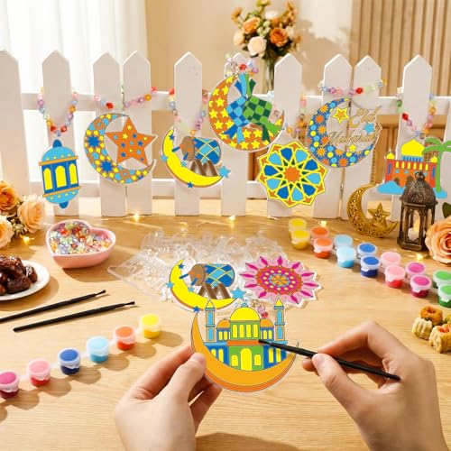 Beeveer 30 Sets Eid Mubarak Suncatchers Craft Kit DIY Window Art - style: Eid Mubarak