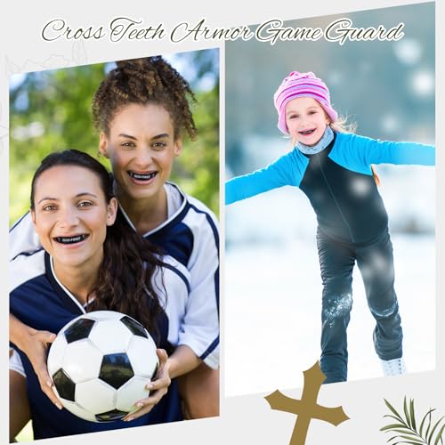 Yaomiao 2 Pcs Mouth Guards Christian Teeth Guards Sport Game Guard & Case Religious MouthGuard Soccer Football Basketball Baseball Wrestling Lacrosse Rugby Boxing Taekwondo - size: Youth, style: Black & God