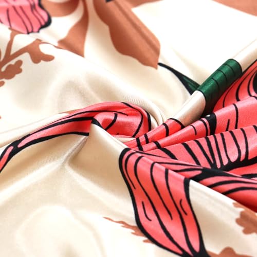 vimate 35" Square Silk Like Head Scarf - Women's Fashion Satin Scarf Bandana for Hair Wrapping at Night. - color: H4#. Style--140-2 Pack