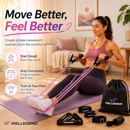 WELLEGEND Resistance Bands Set with Handles, Door Anchor & Ankle Straps, 100 lbs Stackable Exercise Bands, 5 TPE Resistance Tubes for Home Workout, Strength Training, Yoga & Pilates