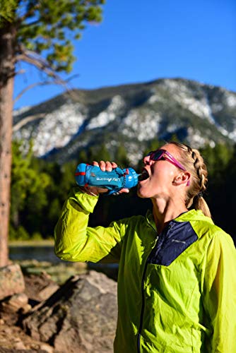 Ultraspire Iso Versa 2.0 Blue Grey Runners Water Bottle Handheld with Hand-strap