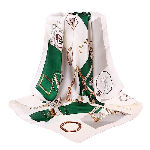 STARWHISPER 27" Square Head Scarf for Women Silk Feeling Satin Scarf Women Fashion Silk Scarf for Wrapping Hair - color: Red White Circle