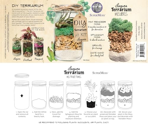 SuperMoss (90410) Terrarium Jar DIY Kit – Build Your Own Mini Garden in a Jar, Idea for Budding Gardeners, Creative Kids & Plant Lovers of All Ages, 32oz, Laguna - color: Laguna