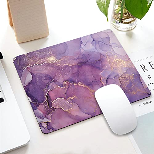 Purple Marble Gold Pattern Elegant Texture Mouse Pad for Office Computers&Laptop with Designs Printed, Non-Slip Rubber Base Mousepad Gaming Mouse Pads,9.5x7.9x0.12 Inch - color: TSP92