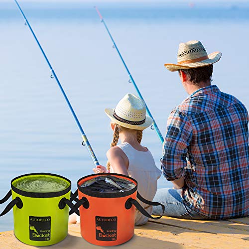 Collapsible Bucket 5 Gallon Container Folding Water Bucket Portable Wash Basin 20L - color: Orange