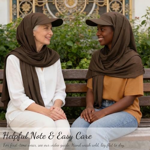 ZLYC Women Muslim Hijab Scarf with Visor Built-in Undercap Sun Protection Headwrap - color: Solid Khaki