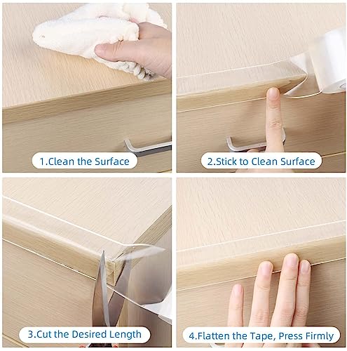 Clear Edge Protector Strip,1 Pack x 1.57in x 9.84FT | 2mm thick,Sharp Edge Wrap Cover Tape, Self Adhesive Protective Bumper Guards for Cabinet Door Desk Bed Furniture Waterproof - size: 1 Pack x 1.57in x 9.84FT