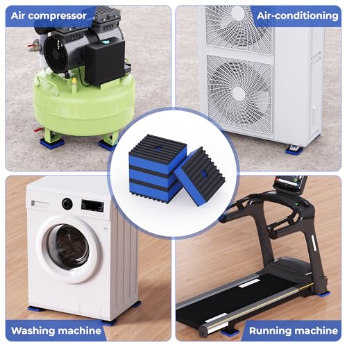 Anti Vibration Pads, 2"× 2"×7/8" Vibration Isolator Pads, Mechanical Vibration Damping Pads, Heavy Duty Rubber Isolation Pads, 3/8"Pre-Drill Hole Vibration Isolator Pad for Air Compressor | air compressor vibration pads, strong vibration damping effect -