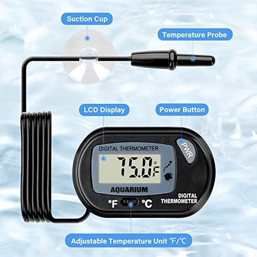 iPower 6 by 8-Inch 8W Reptile Heat Mat, LCD Digital Aquarium Thermometer, Under Tank Warmer Terrarium Heat Pad for Turtles Lizards Frogs and Other Small Animals - size: 6" x 8", style: Heat Pad + Thermometer