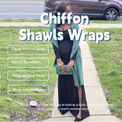 Chiffon Scarf for Women Lightweight Breathable Sunscreen Soft Solid Hijab Scarf for Daily & Muslim Wear - color: Aqua Green Chiffon Scarf