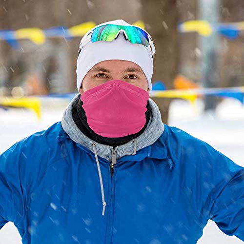 Polar Fleece Neck Warmer - Windproof Winter Neck Gaiter Cold Weather Face Mask For Men Women - 1 Pack - color: 1 Pack Rose Red