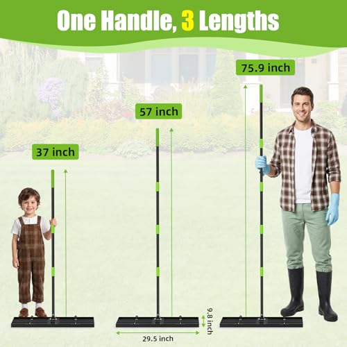 GARDTECH 30x10 Inch Lawn Leveling Rake Heavy Duty Adjustable Handle Yard Tool – Reinforced Steel Landscape Rake for Lawn Leveling, Soil Grading, Golf Course & Backyard Care - size: 30''x10''