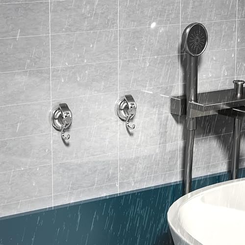 Heavy Duty Vacuum Suction Cup Hooks, Silver Plated Polished Super Suction for Kitchen Bathroom, 2 Pack - color: Silver