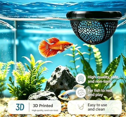 Aquarium Floating Betta Fish Skins, Betta or Shrimp Feeder, Cave and Hammock, Small Fish Feeding Rings, Aquarium Hiding Feeding Decorative Accessories (Black)