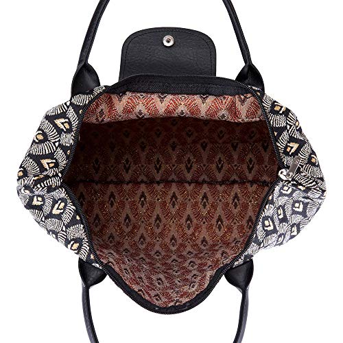 Signare Tapestry Foldable Tote Bag Reusable Shopping Bag Grocery Bag - color: Luxor