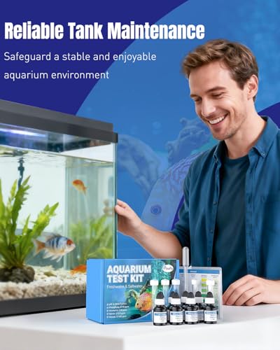 Pawfly 5 in 1 Aquarium Water Master Test Kit, Fish Tank Water Testing Kit | Aquarium Water Test Kit for pH Nitrite Nitrate Ammonia & Phosphate, Aquarium Test Kit for Freshwater & Saltwater Fish Tanks - color: Blue Standard Kit Pack