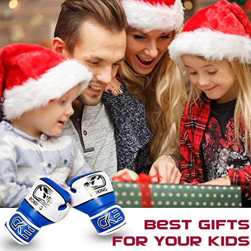 CKE Kids Boxing Gloves for Kids Boys Girls Junior Youth Toddlers Age 5-12 Years Training Boxing Gloves for Punching Bag Kickboxing Muay Thai - color: BLUE