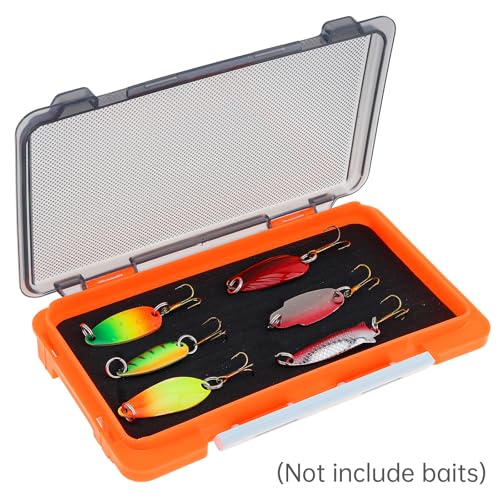 Fishing Tackle Box Slit Foam Case, Super Slim Fishing Lures Jig Box Hooks Spinners Spoons Storage Tackle Tray, (6.8 * 3.8 * 0.8inch) (Orange) - color: Orange