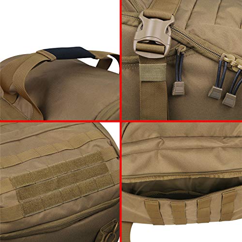 3 in 1 Tactical Travel Duffel Bag Backpack, Heavy Duty Military Gym Bag | Waterproof 600D nylon, internal collapsible dividers, weekend overnight travel, gym workout, camping luggage, 30L 45L 85L - color: Coyote, size: 85L,(27x14x11)Inches