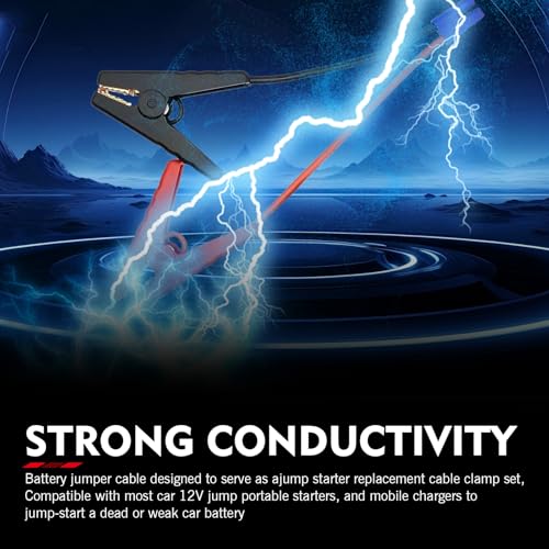 EC5 Car Jump Starter Cable with Battery Clamps, 12V Portable Jumper Cables Replacement Alligator Clips, Emergency Portable Car Jump Start Battery, Universal for Most Cars (Red # Black)