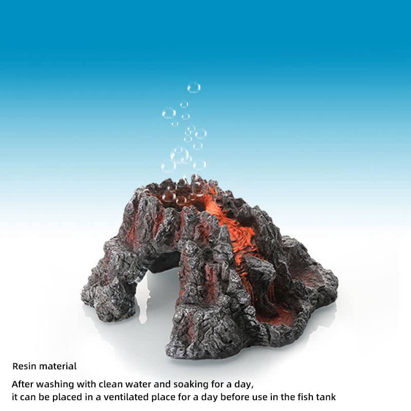 Volcano Shape Aquarium Decorations Cave for Fish Tank | Bubbler Decorations| Fish Sleep Rest House | Resin Cave Ornaments