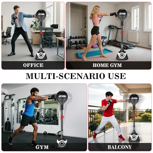 Punching Bag with Stand for Youth & Adults - Reflex Bag with Suction Cup,for Training Boxing Equipment &Fitness Set,Home Gym Equipment - color: Black