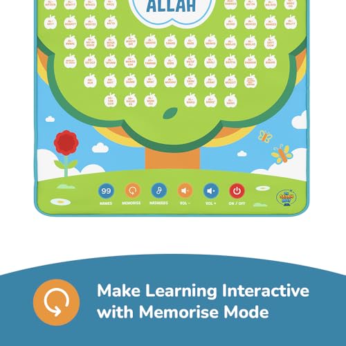 My Salah Mat Interactive Islamic Wall Art - Great Gift for Muslim Kids (99 Names of Allah) - style: 99 Names of Allah