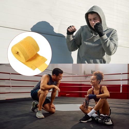 PATIKIL Boxing Hand Wraps, Elastic Boxing Wraps Cotton Fist Mitts Wrist Straps Protection for Muay Thai Martial Art - color: Yellow, size: 98 inch